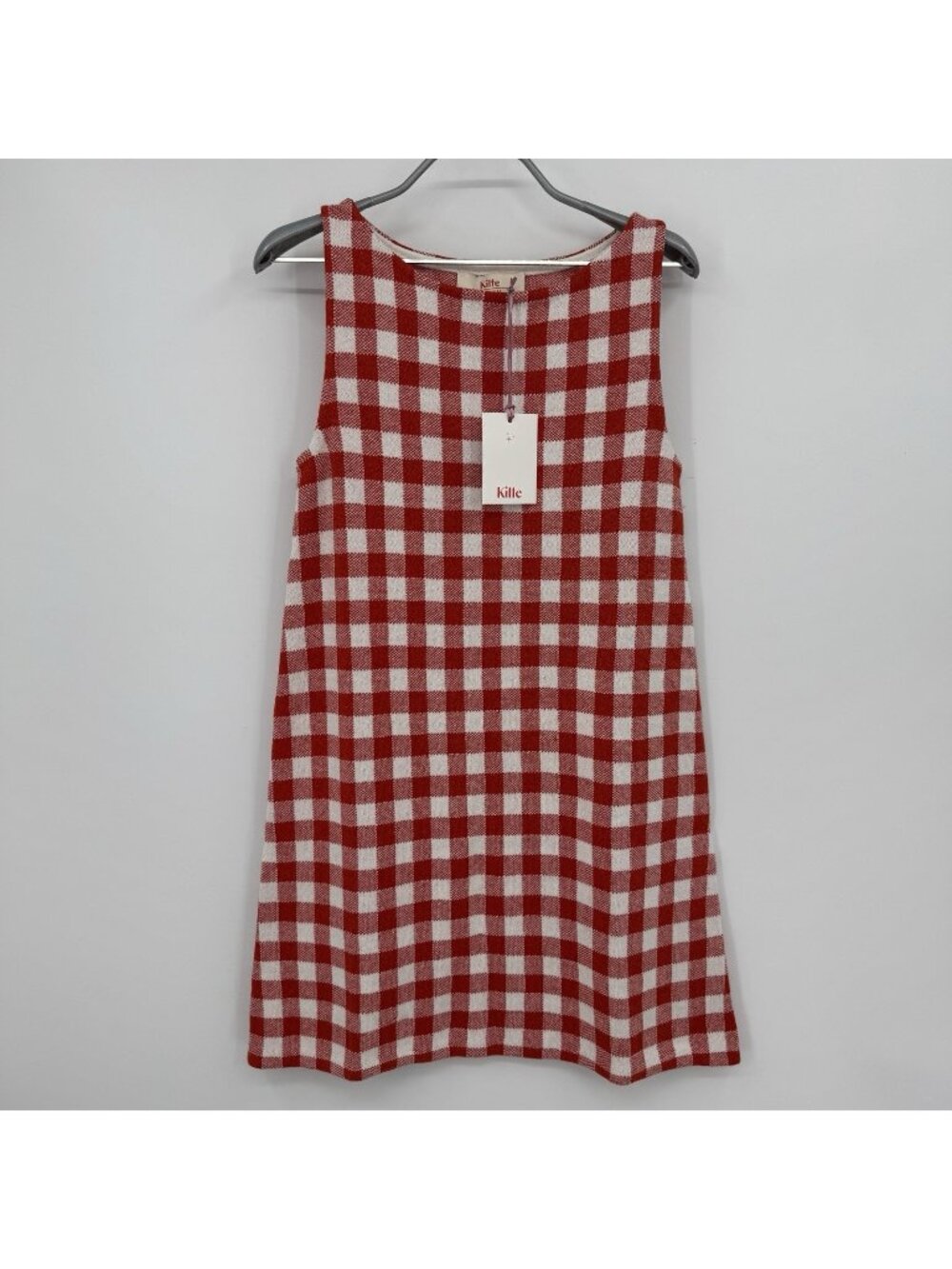 Kilte Collection Parker Mini Dress 1 S Red Gingham Washable 100% Cotton Cashmere